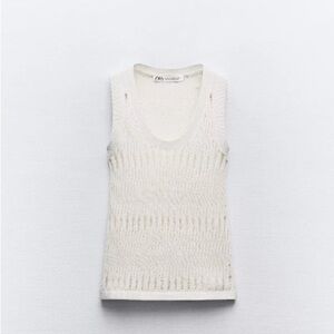 Zara Sleeveless Knit Top with Silver Metallic Thread - NWOT